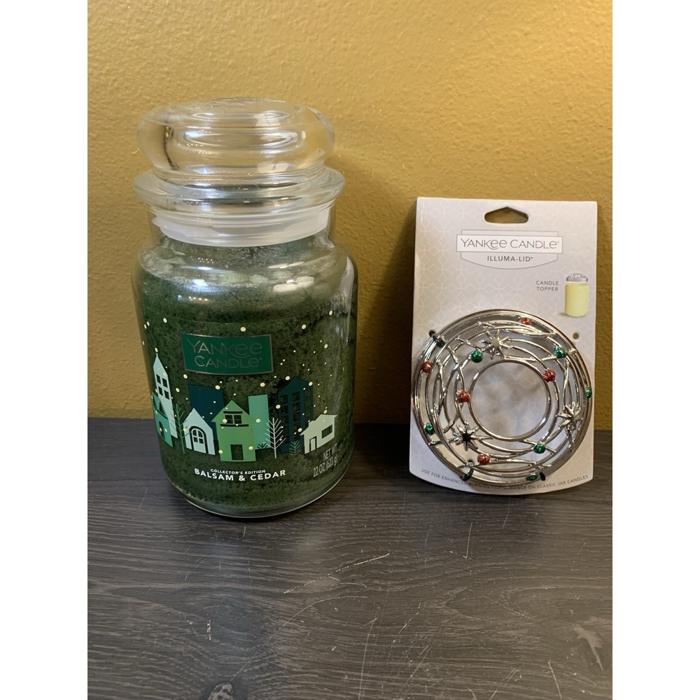 Yankee Candle Balsam and Cedar Large 22 oz. Jar Candle‎ & Star Illuminator NEW